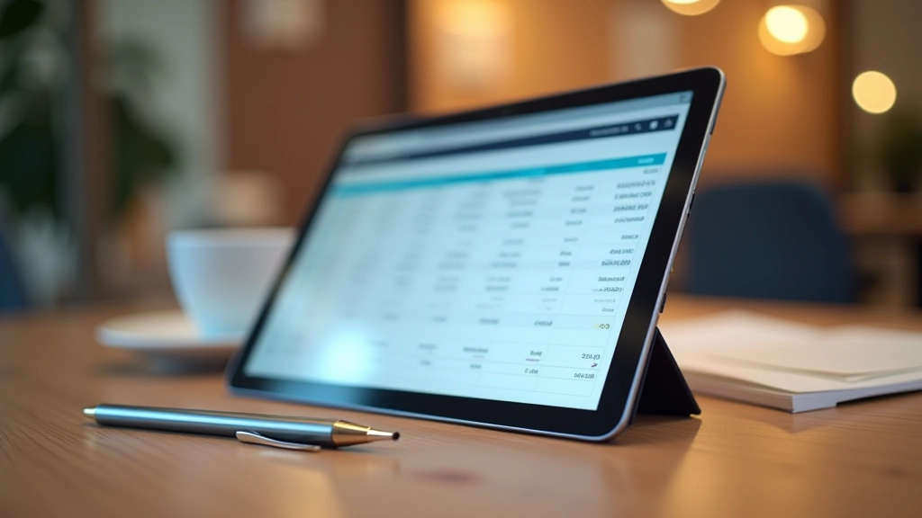 Tablet and digital tools on workspace for document automation and invoice processing